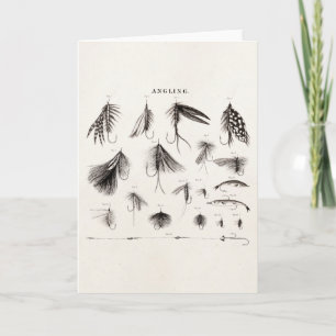 Cartão Vintage 1800s Angling Fly Fisheries Voa Anzóis Ant