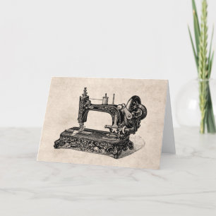 Cartão Vintage 1800s Sewing Machine Illustration