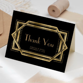 Cartão Vintage 1920 Deco Black Weding Obrigado