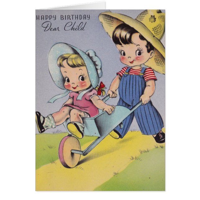 Cartão Vintage 1940 Feliz Aniversário Caro Filho (Frente)