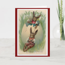 Cartão Vintage 1940s Easter Bunnies Rustic Springtime 