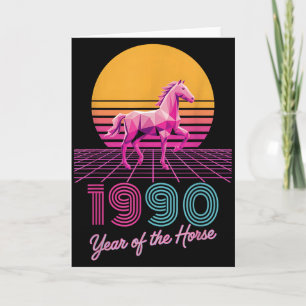 Cartão Vintage 1990 Ano do Cavalo Lunar Rider CNY Zod