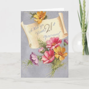 Cartão Vintage 21st Birthday Greeting Card