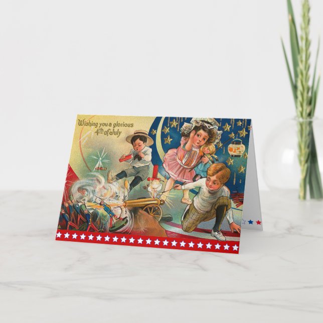 Cartão Vintage 4° de julho (Frente)
