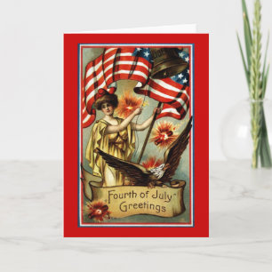 Cartão Vintage 4th of July Greetings Blank Card