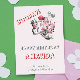 Cartão Vintage 50 Clássico Feliz Aniversário Simples Saud