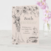 Vintage 80 de qualquer idade Florals Lady Birthday