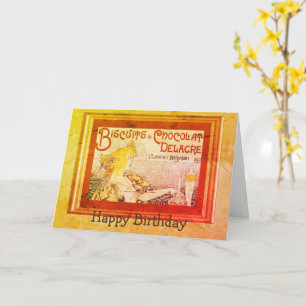 Cartão Vintage Ad Biscuits Chocolat Delacre Birthday