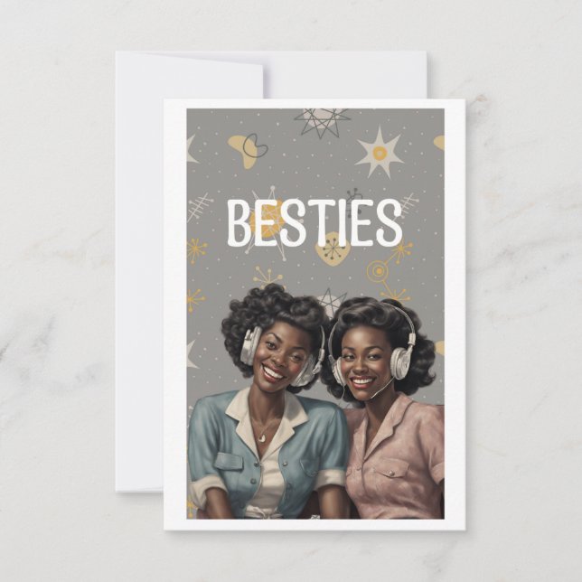 Cartão Vintage Aestic Happy Galentine's Day Bestie (Frente)