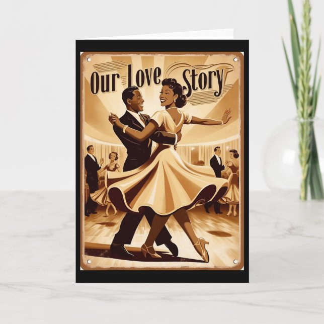 Cartão Vintage African American Couple Dancing Valentine  (Frente)