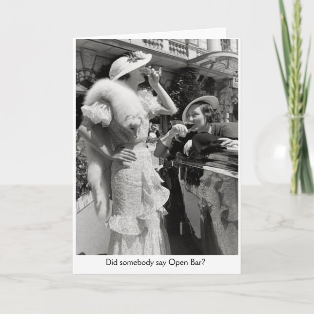 Cartão Vintage - Alguém Disse Bar Aberto? (Frente)