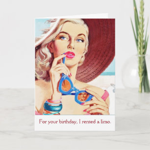 Cartão Vintage - Aluguei um Limo para o seu aniversário,