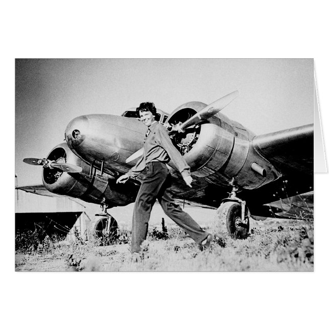 Cartão Vintage Amelia Earhart Foto (Frente Horizontal)
