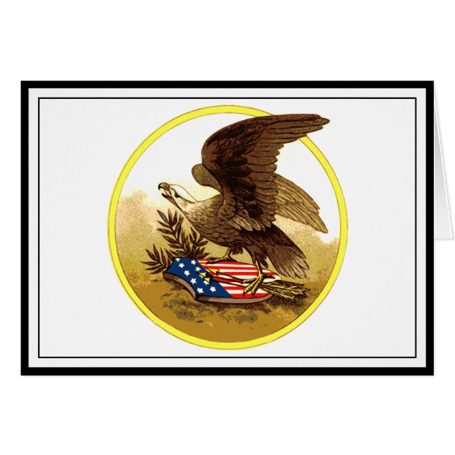 Cartão Vintage American Bald Eagle (Frente Horizontal)