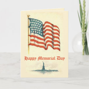 Cartão Vintage American Flag Memorial Day Card