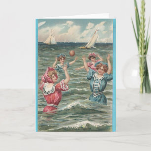 Cartão Vintage - Amigos se divertem no Sol,
