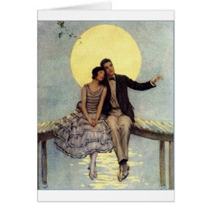 Cartão Vintage - amor enluarada,