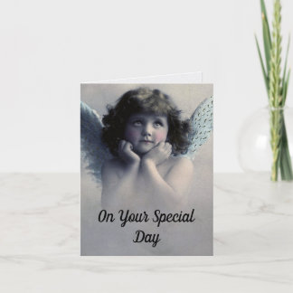 Cartão Vintage Angel Birthday Greeting Card