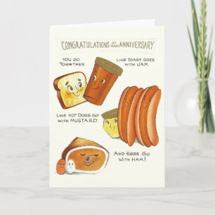 Cartão Vintage Anthropomorphic Anniversary Card