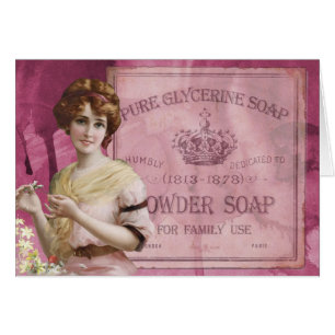 Cartão Vintage Antique Art Deco Lady Soap Advertisement