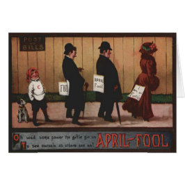 Cartão Vintage April Fool's Day Sign on Back Dog