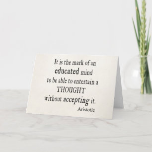 Cartão Vintage Aristotle Educated Mind Thought Quote