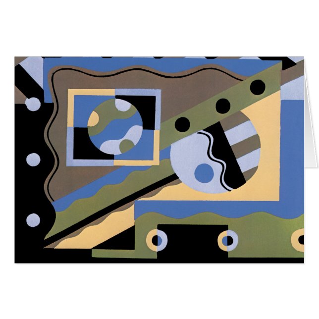 Cartão Vintage Art Deco Pochoir Jazz Cubism Patterno (Frente Horizontal)