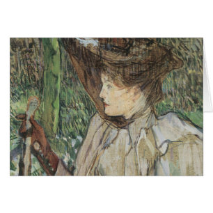 Cartão Vintage Art, Mulher com Luvas de Toulouse Lautrec