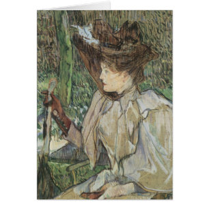 Cartão Vintage Art, Mulher com Luvas de Toulouse Lautrec