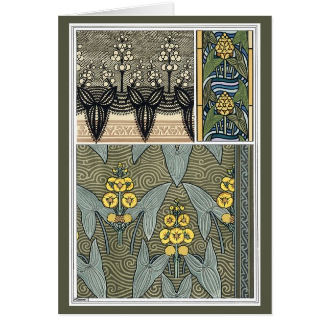 Cartão Vintage Art Nouveau Arrohead Garden Flowers (Frente)