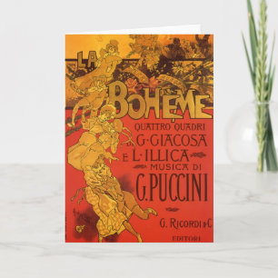 Cartão Vintage Art Nouveau Music, La Boheme Opera, 1896