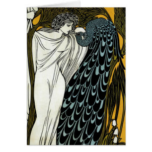 Cartão Vintage Art Nouveau, O Beijo de William Bradley