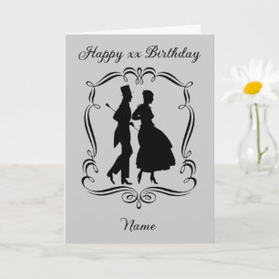 Cartão Vintage Art Silhouette Man Birthday