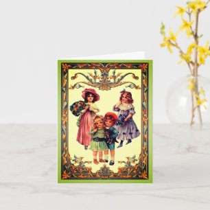 Cartão Vintage Art Victorian Children Note Card