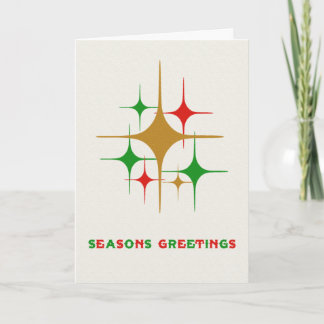 Cartão Vintage Atomic Seasons 1950 Saudações Natal
