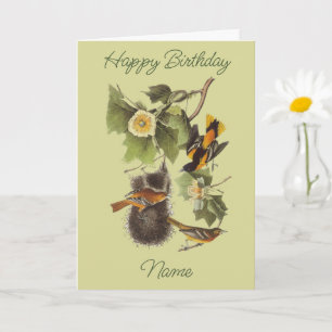 Cartão Vintage Audubon Bird Oriole Personalizado Aniversá