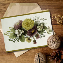 Vintage Autumn Chrysanthemums com Berries