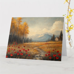 Cartão Vintage Autumn Meadow Painting Poppies