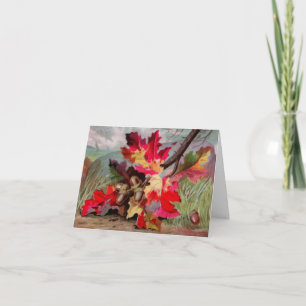 Cartão Vintage autumn solstice greeting card with leaves