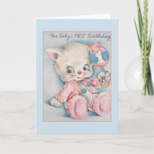 Cartão Vintage Baby's First Birthday Card