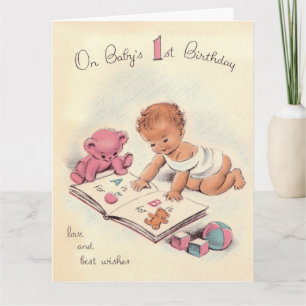 Cartão Vintage Baby's First Happy Birthday