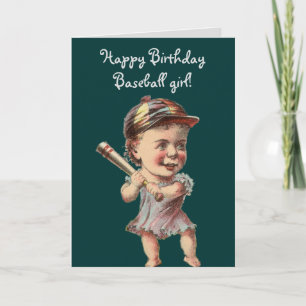 Cartão Vintage Baseball Girl aniversário ou saudações