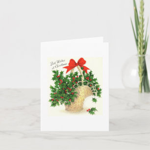 Cartão Vintage Basket do Holly Christmas Card