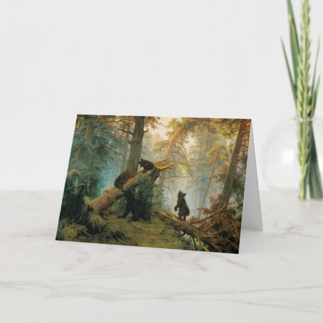 Cartão Vintage Bear Cubs de Ivan Shishkin 1889 (Frente)