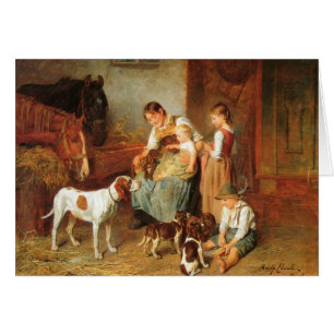 Cartão Vintage - bebê da reunião dos filhotes de