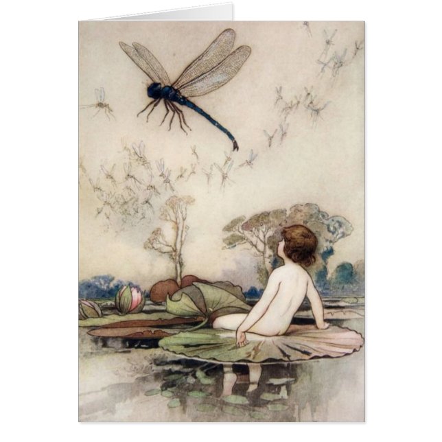 Cartão Vintage - bebês da água, (Frente)