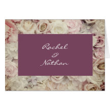 Vintage Bed of Rosa Weding Obrigado Nota