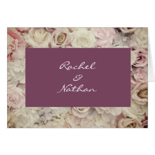 Cartão Vintage Bed of Rosa Weding Obrigado Nota