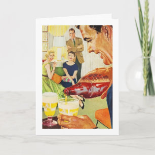 Cartão Vintage - Beer Bebendo Friends,