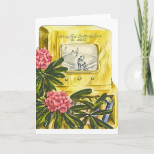 Cartão Vintage Belated Birthday Baseball Greeting Card